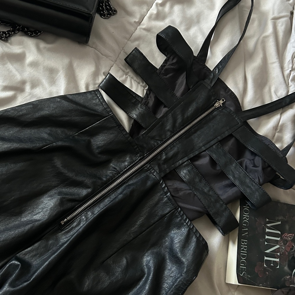 Forever 21 Black Cutout Leather Jumpsuit